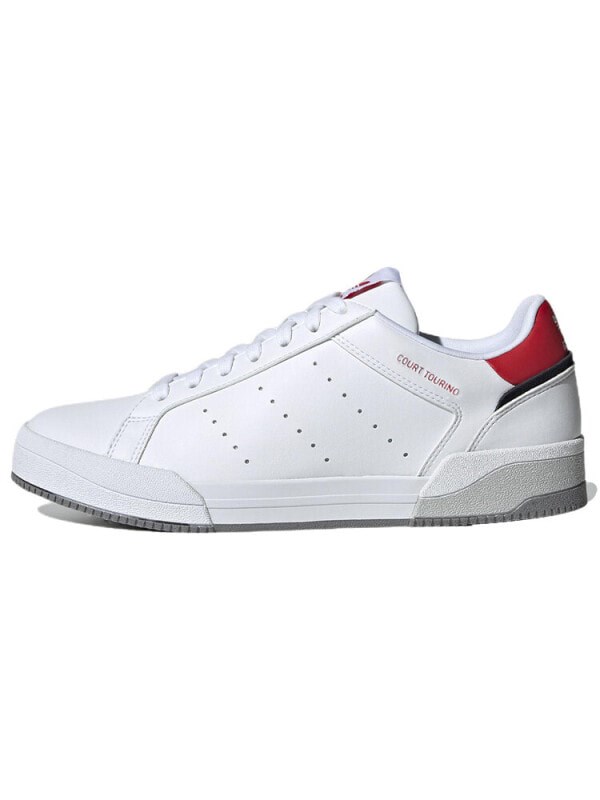 Adidas Originals Court Tourino Slip-Resistant Cushioning Wear-Resistant Low-Top Skateboard Shoes Unisex White Red 60101341