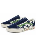 Vans Old Skool Casual Skate Shoes Unisex Blue White Flower Printing 'Blue White Green' 59887459